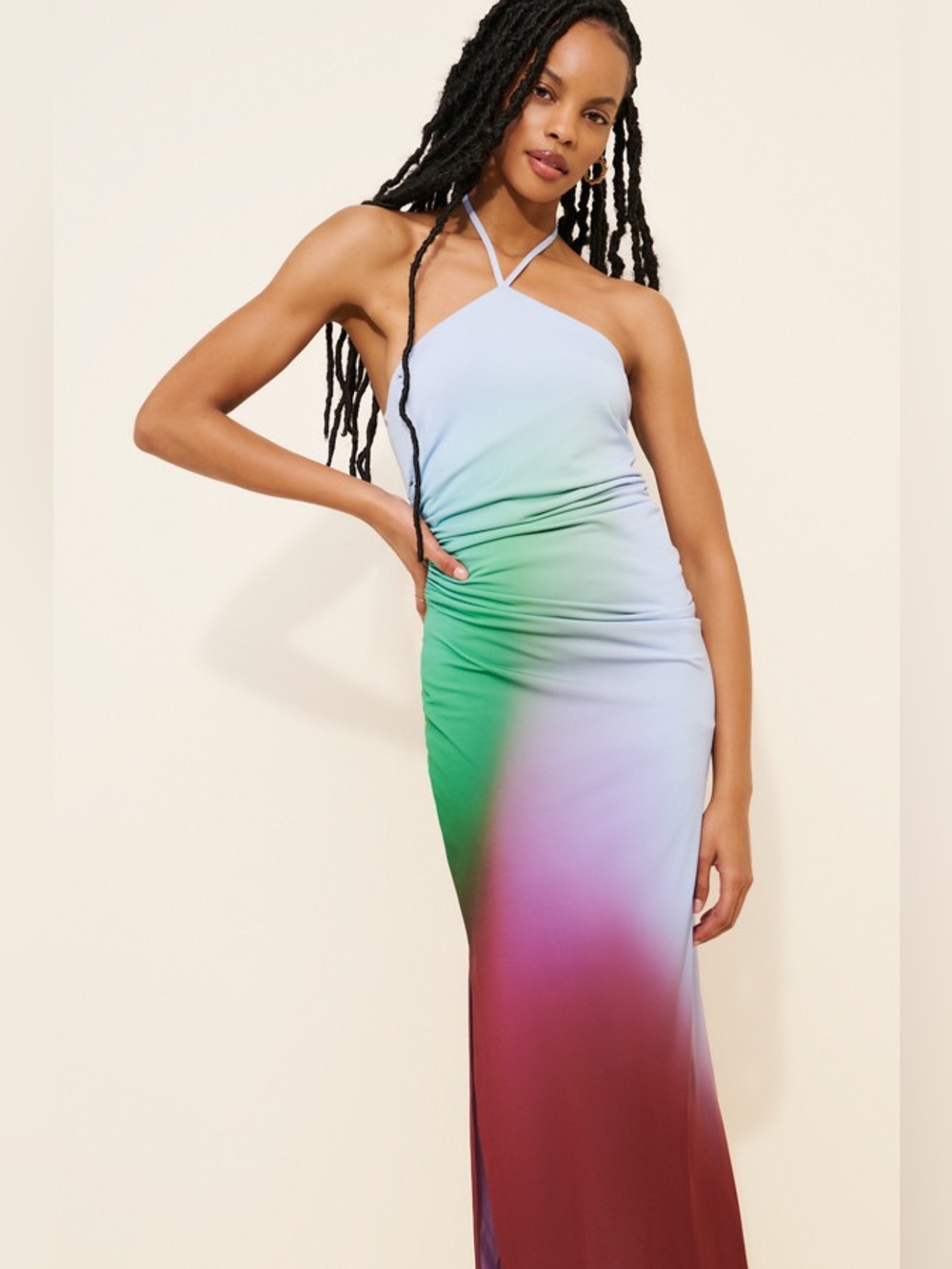 Baobab Blake Maxi Dress Halter Ombre Maxi Dress in Green-Purple